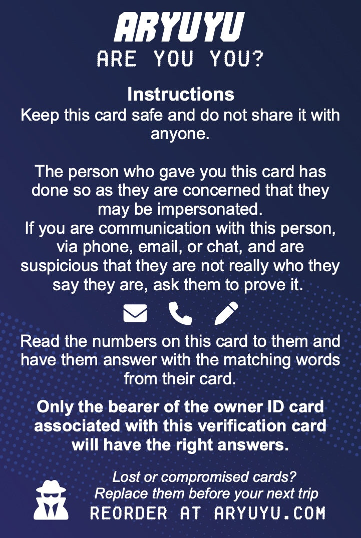 Aryuyu Identify Verification Card Set
