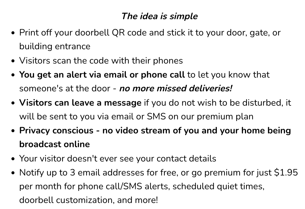 DOORBELLCODE.com QR Code Doorbell